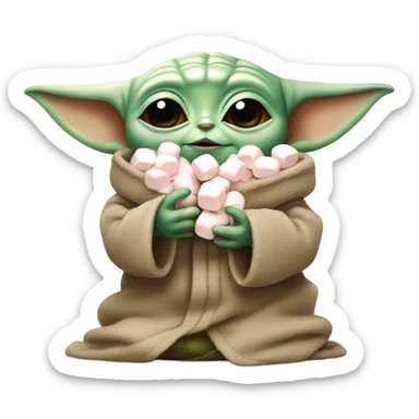 Baby yoda with a mouth full of marshmallows  sticker