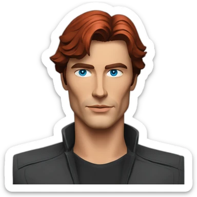 Alain delon cyberpunk engineer blue eyes red hair sticker