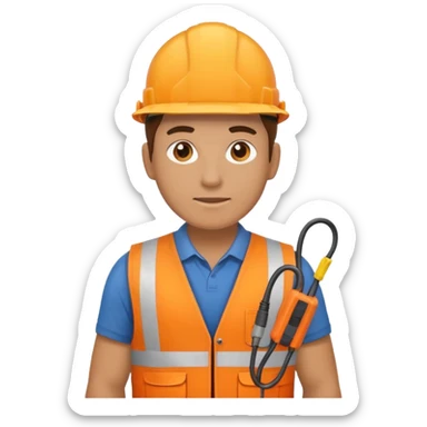 Electrician + cable coil + orange vest, Repair Crew. sticker