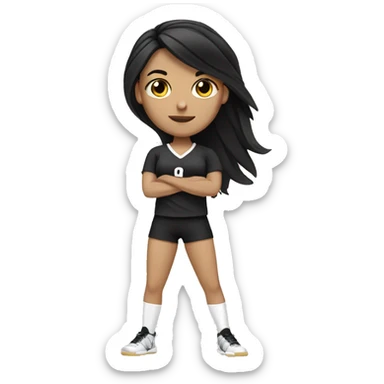 volleyball white girl with long black hair  sticker