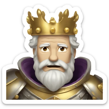 Vintage King hamlet old man big beard gold crown wearing armour fading ghost hands out trapped melting into wisps sticker