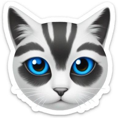 White cat black patch on eye with blue jersey on sticker