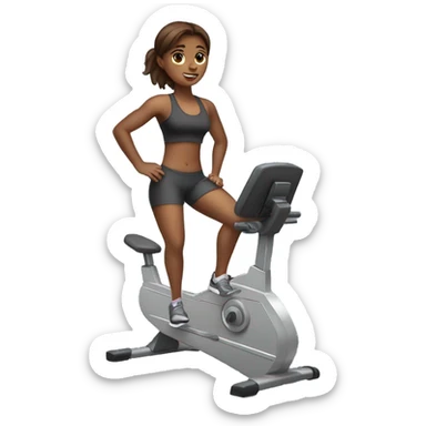 A brown hair girl in the gym on a stair master sticker