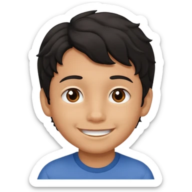 Siyah dalgalı saçlı kahveringi gözlü kücük erkek çocuk sticker