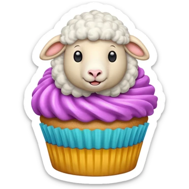 Sheep popping on the cupcake sticker