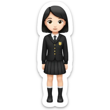 girl in black school uniform standing up sticker