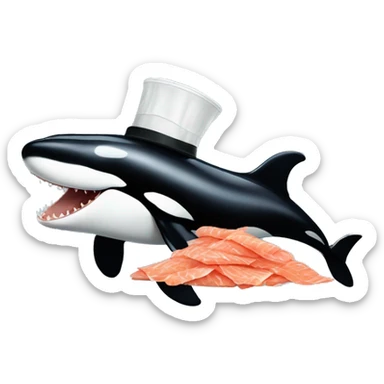 an orca wearing a hat made of dead salmon sticker