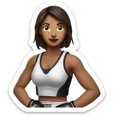 Beautiful brunette woman with boxing gloves  sticker