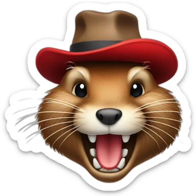 beaver with red hat and buck teeth sticker
