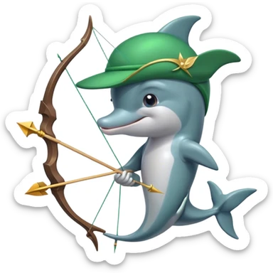 dolphin dressed as robin hood sticker