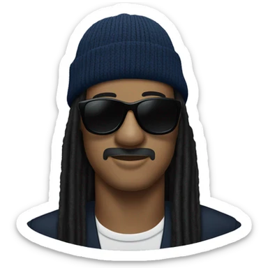 Stevie wonder with dark sunglasses and black dreadlocks under a  navy blue beanie sticker