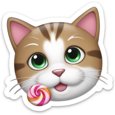 Lovely Cat with candy sticker