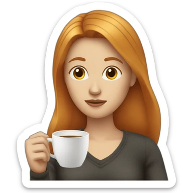 Ginger straight mildly hair woman drinking coffee  sticker
