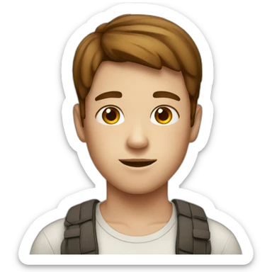 A blank Boy with short brown hair and freckles on his face sticker