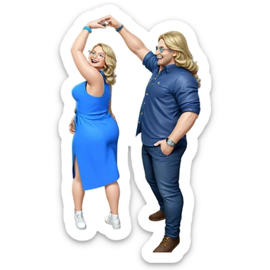happy couple in stylish outfits sticker
