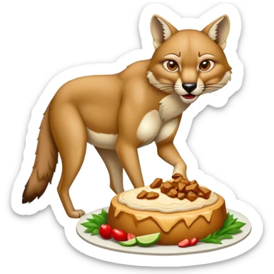 Cougar eating a coyote sticker