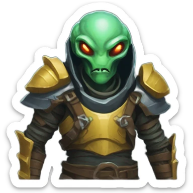 alien warrior scifi roguelike rpg style inspired by slay thee spire sticker