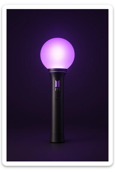 BTS nightstick, K-pop lightstick, sleek and modern design, purple accents, glowing, minimal background sticker