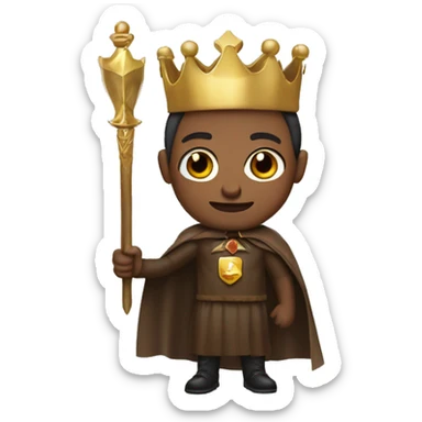 brown memoji with a crown cape and scepter sticker