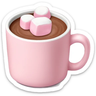 Light Pink mug of hot chocolate with marshmallows  sticker