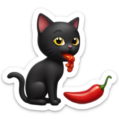 Black Cat eat chili pepper sticker