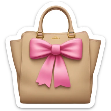 beige coach bag with pink bow sticker