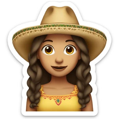 Burnette hair girl with fair skin wearing a sombrero  sticker