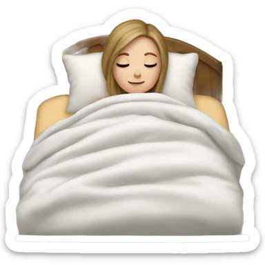 white girl snuggled in bed sticker