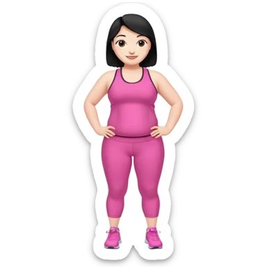 a pretty bratz fair girl in pink workout clothes (fat) and black hair sticker