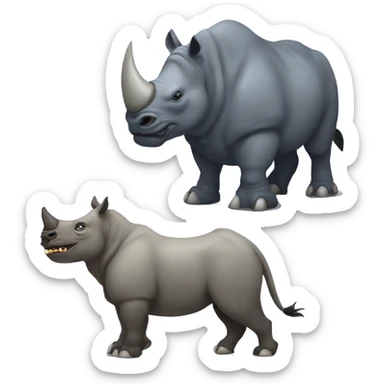 A mean rhino and an alpha wolf  sticker
