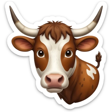 Brown and white longhorn cow  sticker