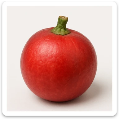 realistic red round Stenocereus fruit without spikes with a small green stem isolated sticker