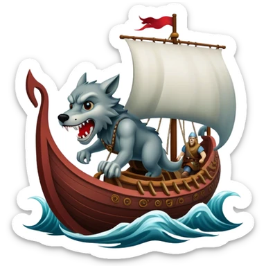 Viking ship with wolf ba sticker