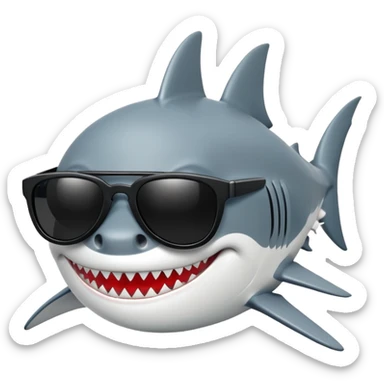 cool shark with white teeth and black sunglasses sticker