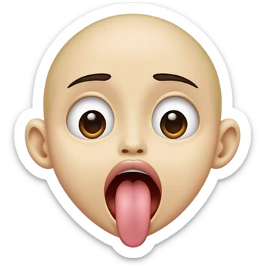 Persona con los ojos grandes la boca abierta y la lengua colgando  sticker