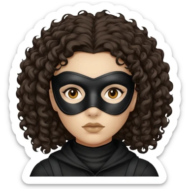 woman with robber mask concerned dark curly hair sticker