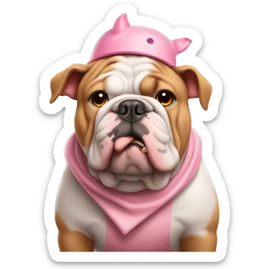 bulldog wearing pig costume sticker