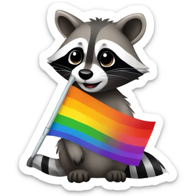Raccoon with a rainbow flag sticker