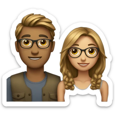 boyfriend and girlfriend with glasses on sticker