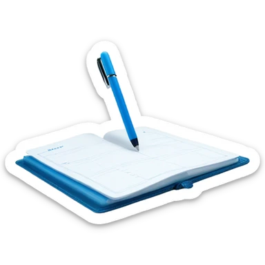 blue glass planner and marker sticker