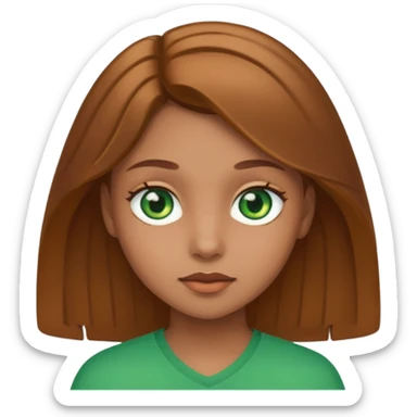 a girl with light brown hair and light brown skin and green eyes sticker
