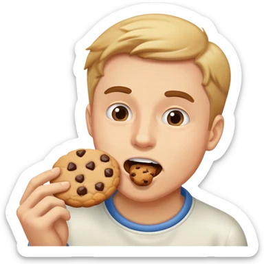 man getting a cookie shoved up his mouth sticker