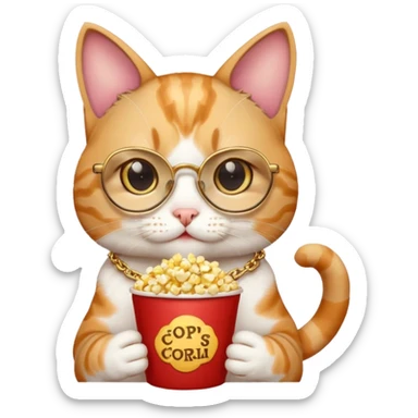 cat with with rapper popcorn with opticals sticker