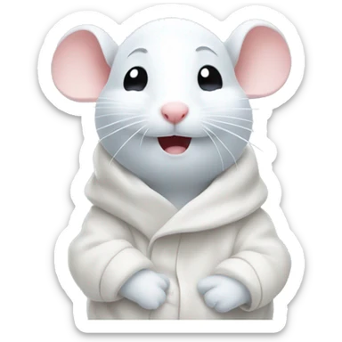 Cute white mouse is very cold freezing sticker