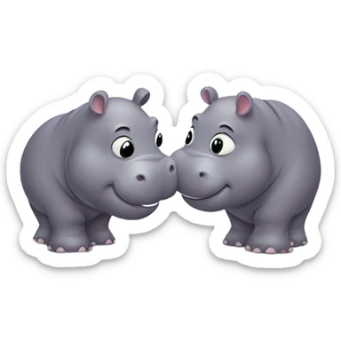 2 gay hippos making out sticker