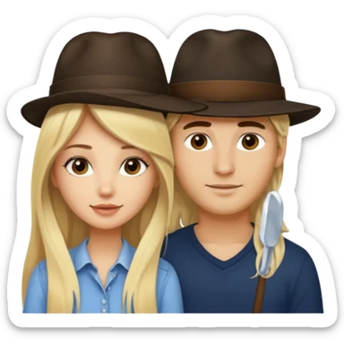 Ragazza bellissima bionda lunghi con fidanzato moro con cappello  sticker