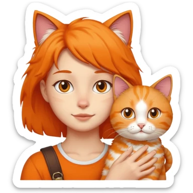 person with cat on their shoulder sticker