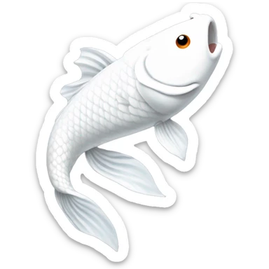 The face forward of an All white koi fish with long flowing fins sticker