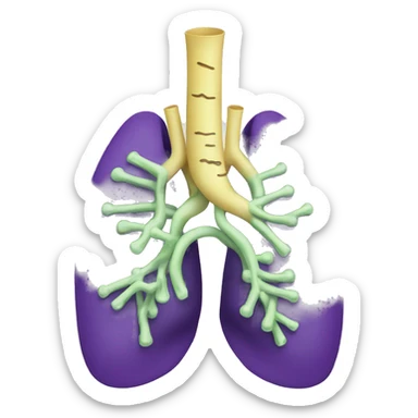 Lungs with 2 tubes going out of the top sticker