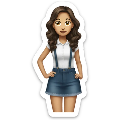 A brunette girl with a coquete pini sticker